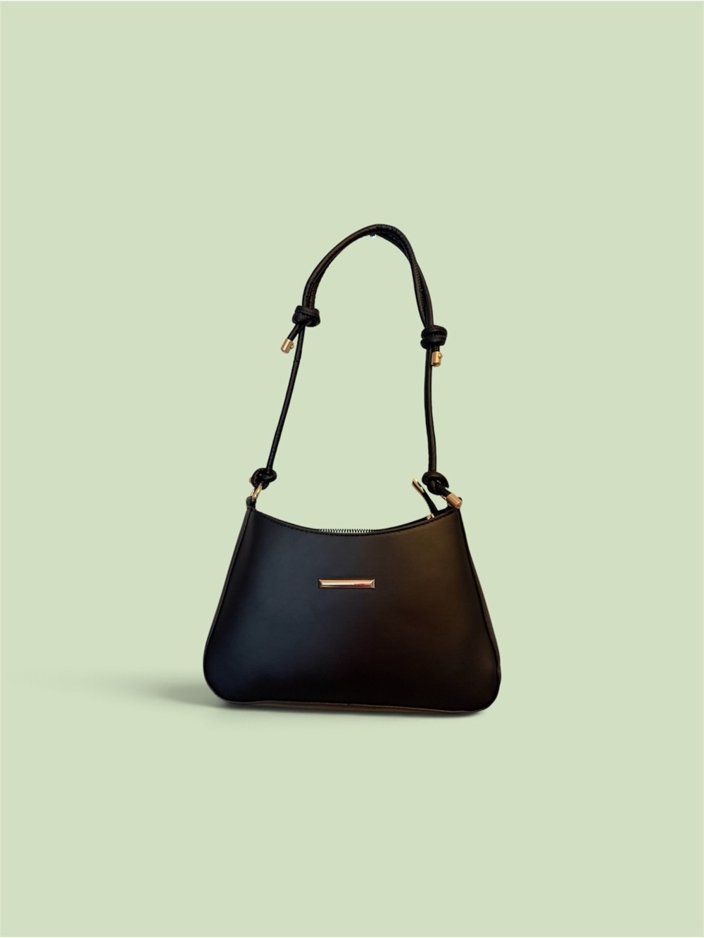 Black Women’s Shoulder Bag with Gold Accent
